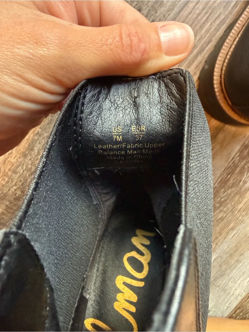 Sam Edelman Black Leather Chelsea Lug Booties with Brown Welt